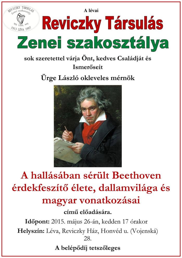 Ludwig van Beethoven élete és dallamvilága – előadás Léván