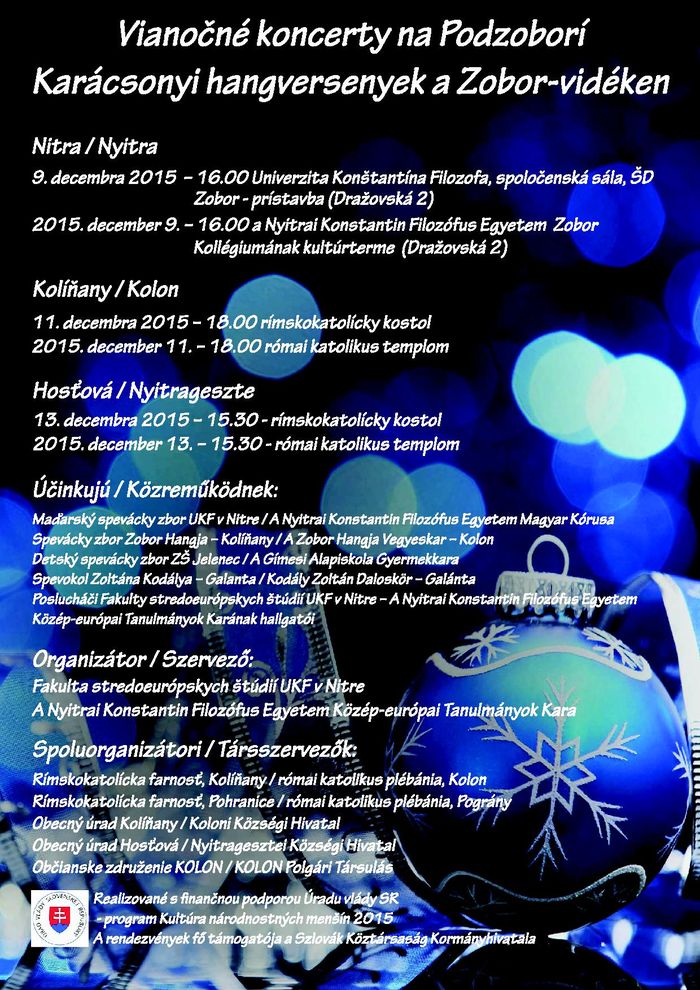 Karácsonyi koncertek a Zobor-vidéken