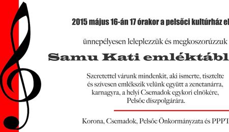 Samu Kati emléktáblájának felavatása Pelsőcön