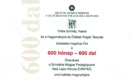 600 hónap - 600 dal - kiállítás és koncert Kassán