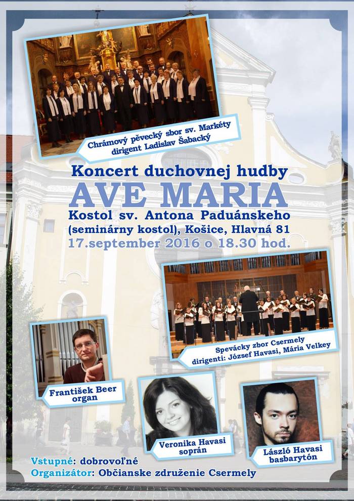 Ave Maria – egyházzenei koncert a Csermely Kórussal Kassán