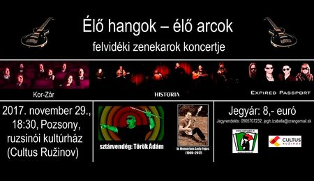 Élő hangok, élő arcok - Kor-Zár, História és Expired Passport koncert Pozsonyban - ELMARAD!