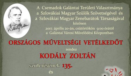 Kodály Zoltán műveltségi vetélkedő Galántán