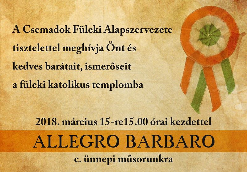 Allegro barbaro - ünnepi megemlékezés Derzsi Györggyel Füleken