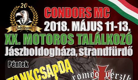 Jön a jubileumi XX. Condors MC Motoros Találkozó Jászboldogházán - Részletes program