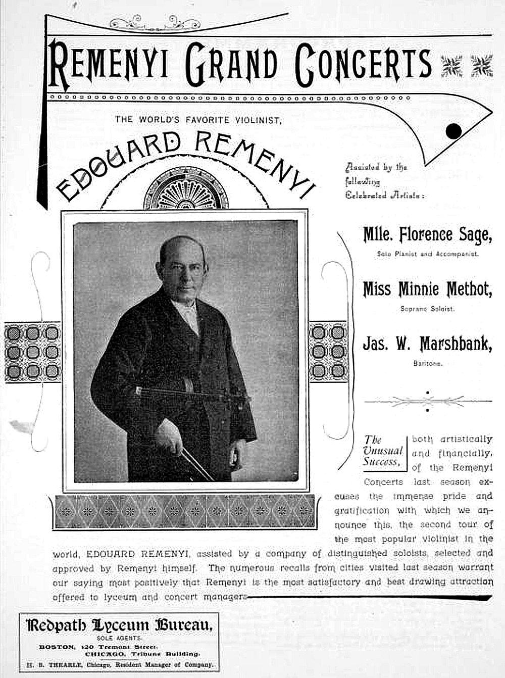 Reményi Ede bostoni koncertprogramja (1891)